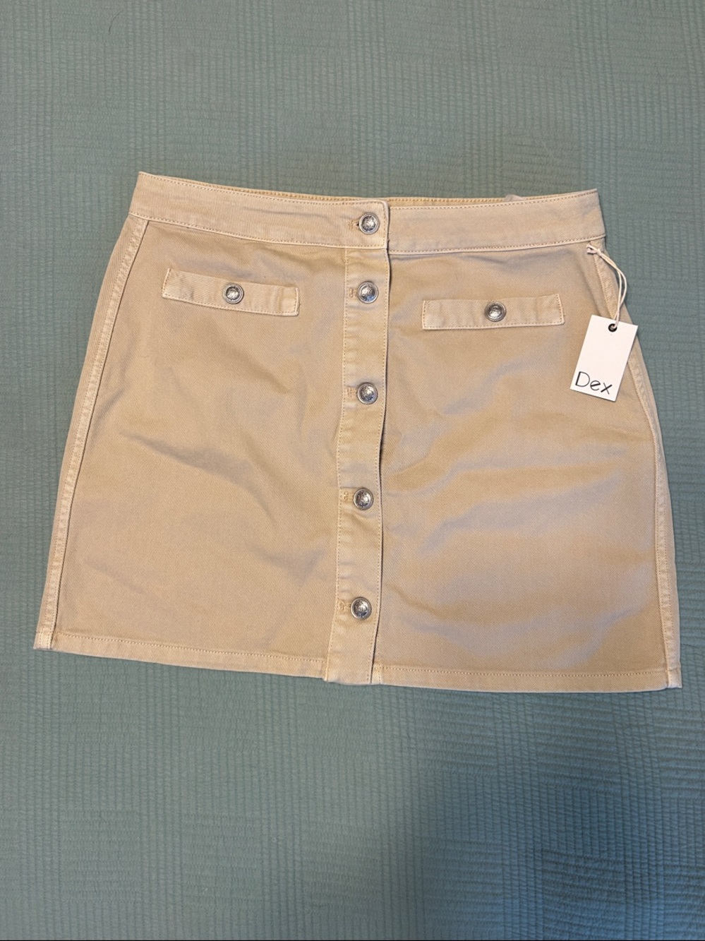 Dex Neutral Button-Front Mini Skirt